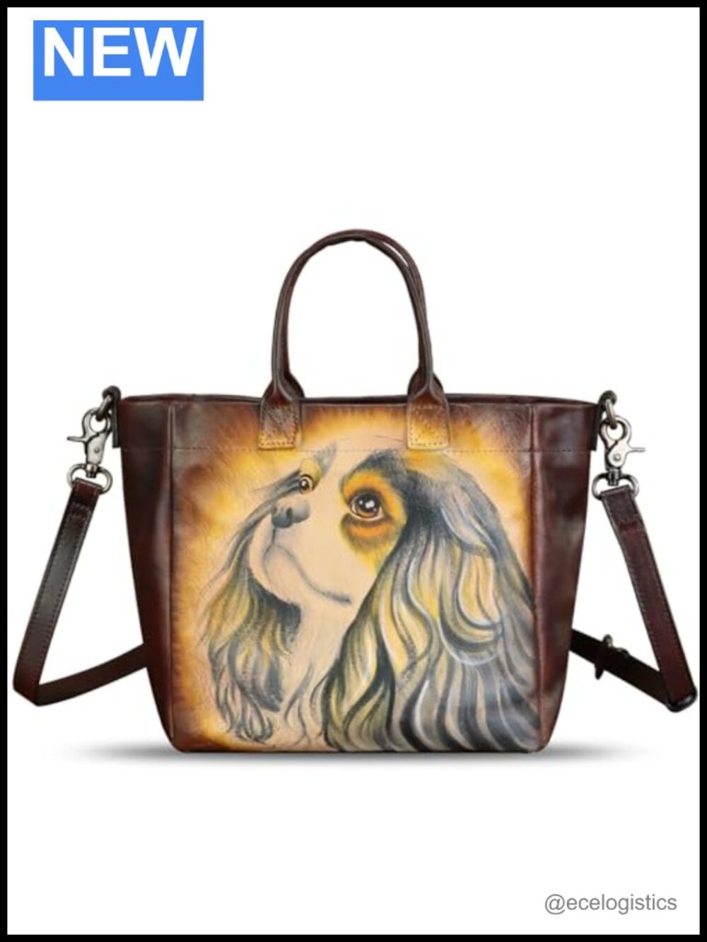 Genuine Leather Hand Painted Satchel Handbag Women Crossbody Purse Tote